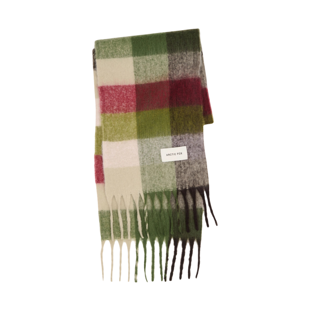  Reykjavik Recycled Bottle Scarf - Mossy Green and Red