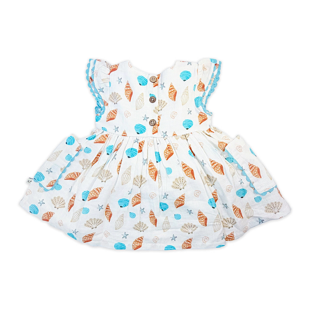 Viverano Organics Pocket Baby Dress + Bloomer - Seashell