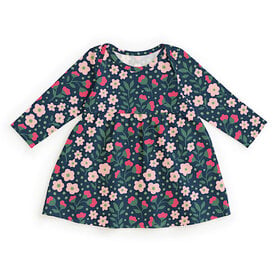 Winter Water Factory Winter Water Factory Lausanne Baby Dress - Garden Blooms Navy & Pink