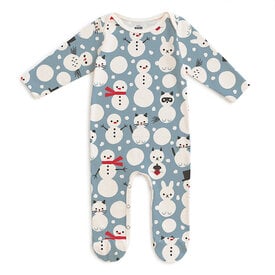 Winter Water Factory Winter Water Factory Long Sleeve Footed Romper - Snow Creatures Blue
