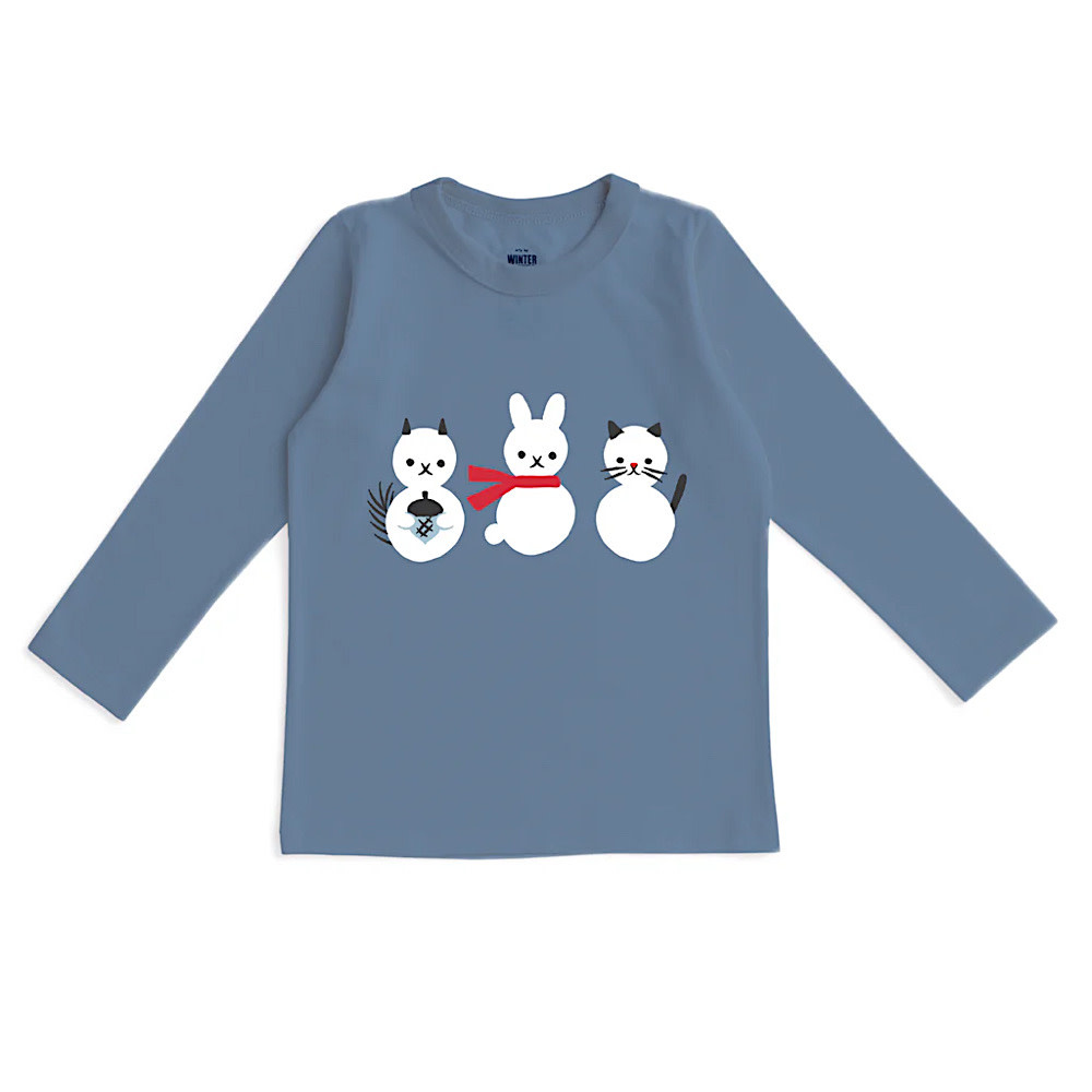 Winter Water Factory Winter Water Factory Long Sleeve Graphic Tee - Snow Creatures Lake Blue