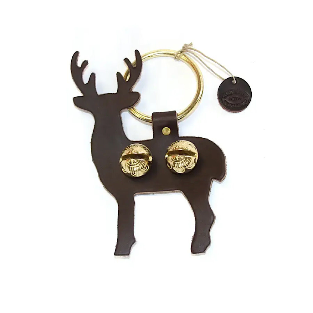 New England Bells Brass Door Chime Bell - Whitetail Deer - Dark Brown