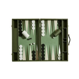  MarbleCultures Leather Backgammon Set - Green and White