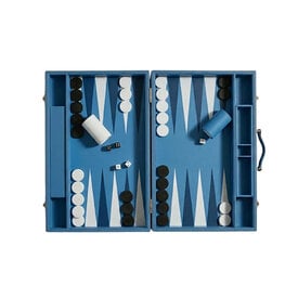  MarbleCultures Leather Backgammon Set - Blue and Black