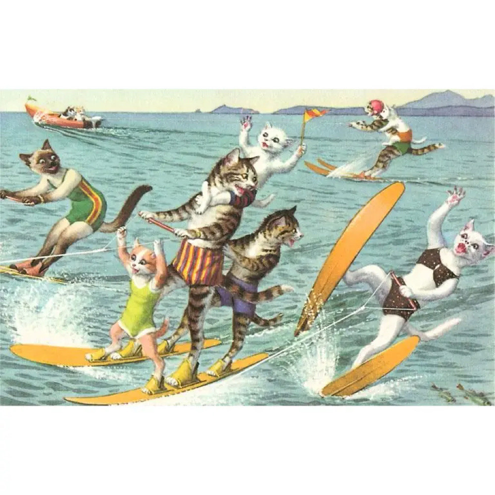 Postcard KC-181 - Crazy Cats Waterskiing