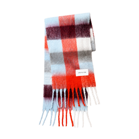  Reykjavik Recycled Bottle Scarf - Red Blue Check Volcanic Sky