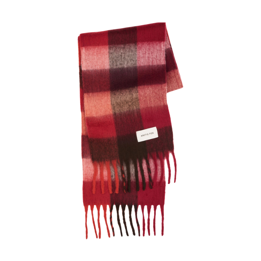  Reykjavik Recycled Bottle Scarf - Burgundy Check
