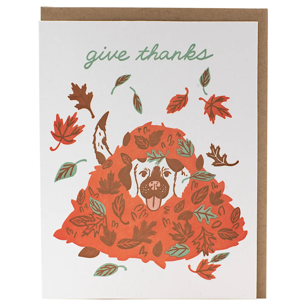 Smudge Ink - Dog & Leaves Thank You Card