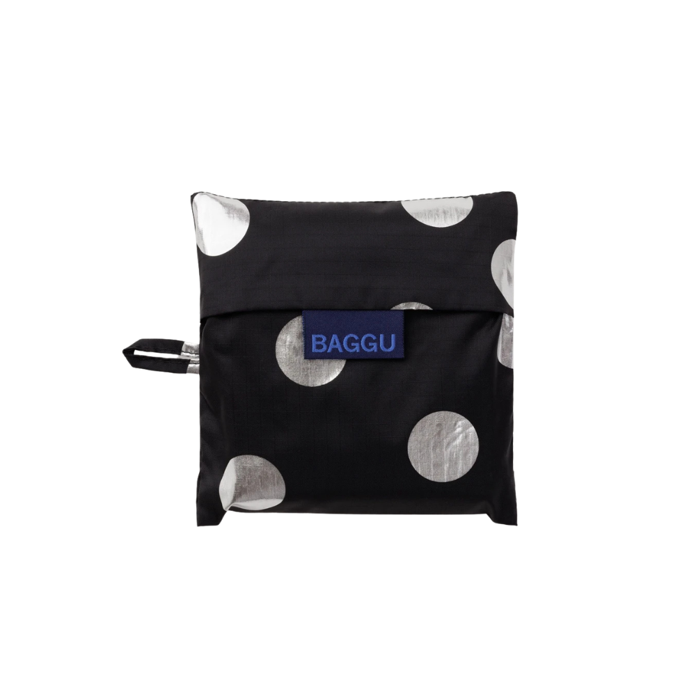 Baggu Standard - Metallic Silver Polka Dot
