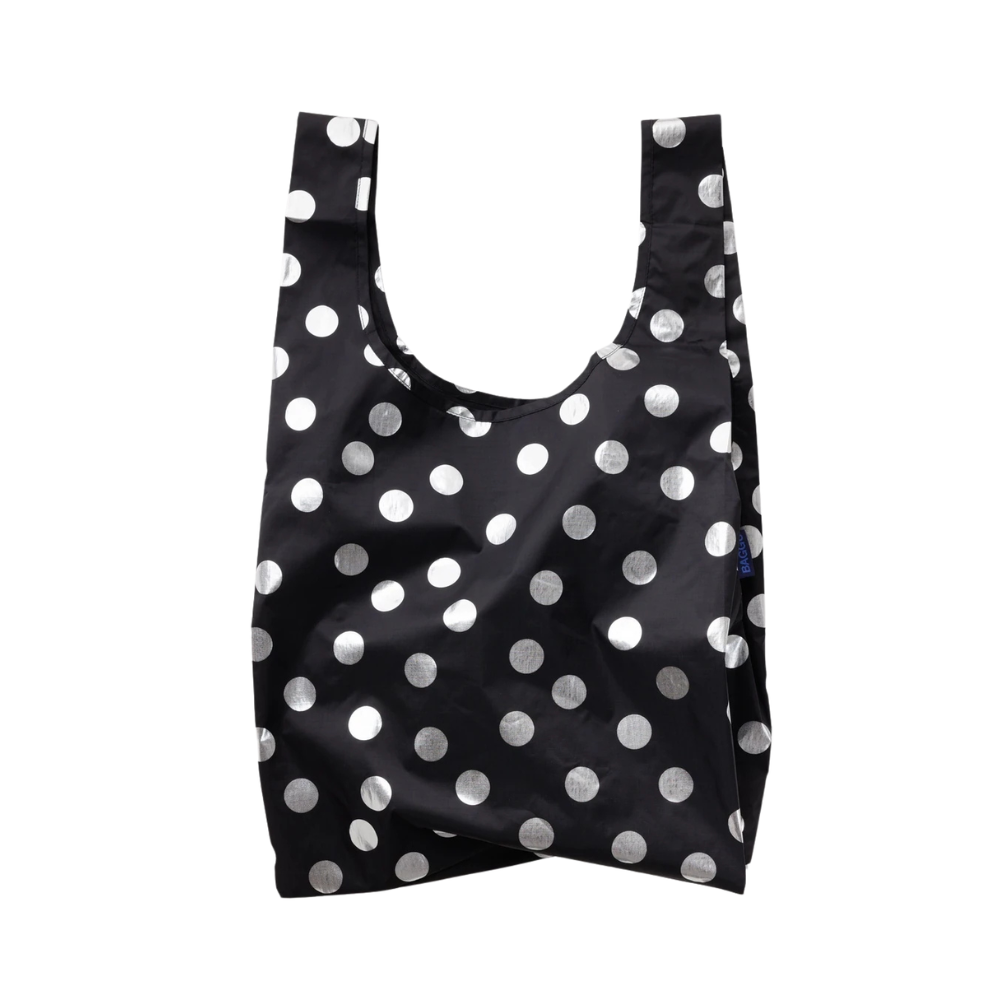 Baggu Standard - Metallic Silver Polka Dot
