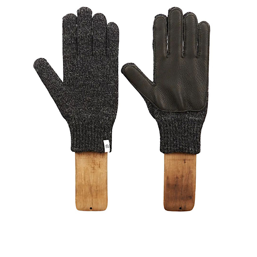 Upstate Stock Ragg Wool Glove w/ Deer Skin - Black Melange
