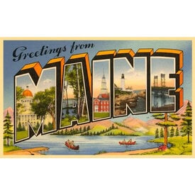  Postcard ME-56 - Block Letters Greetings from Maine
