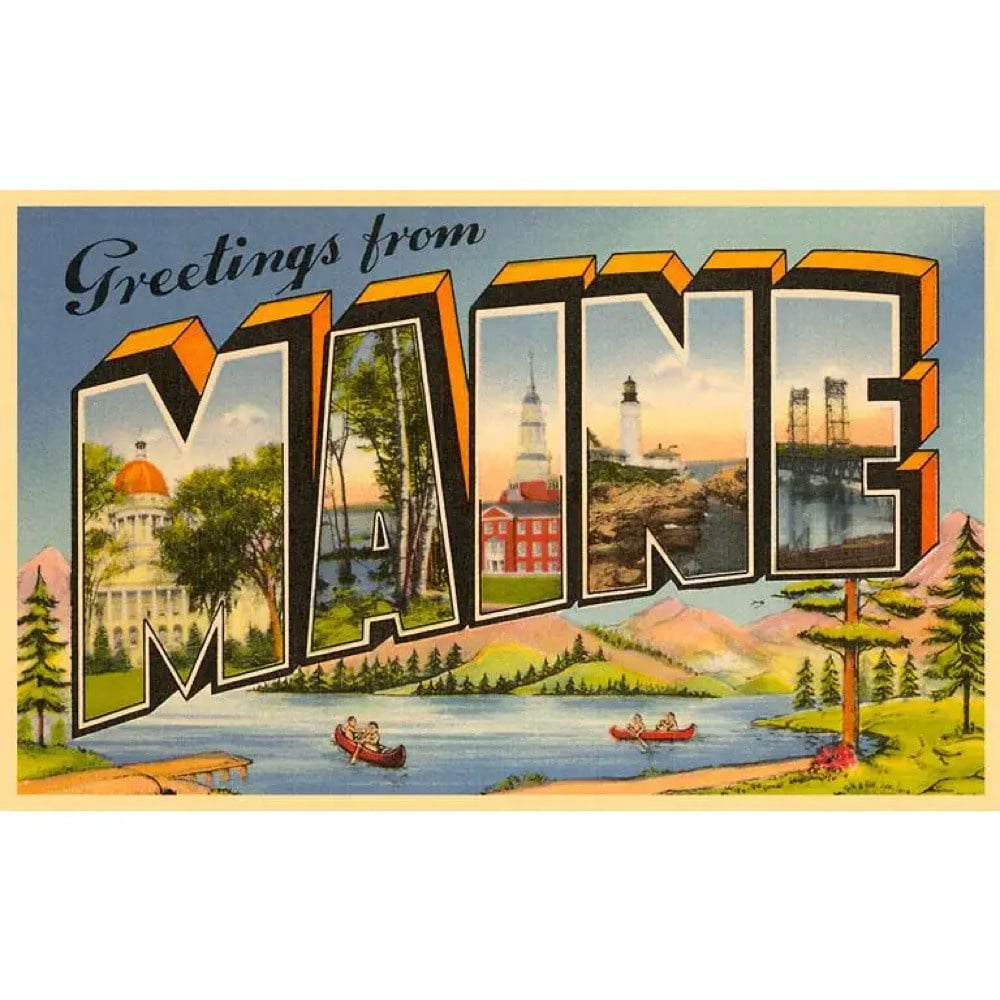  Postcard ME-56 - Block Letters Greetings from Maine