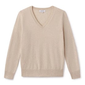 Pura Cashmere Cashmere V-Neck Sweater - Oatmeal
