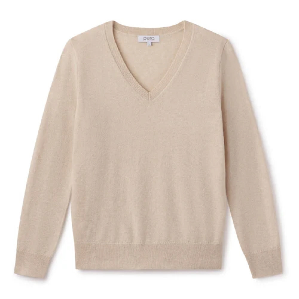 Cashmere V-Neck Sweater - Oatmeal