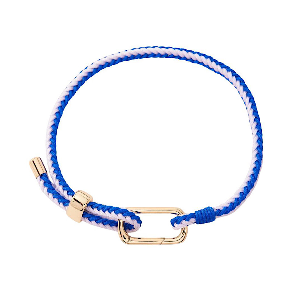 Pura Vida Carabiner Clasp Stripe Bracelet - Blue & White