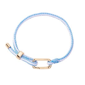 Pura Vida Pura Vida Carabiner Clasp Stripe Bracelet - Light Blue & White