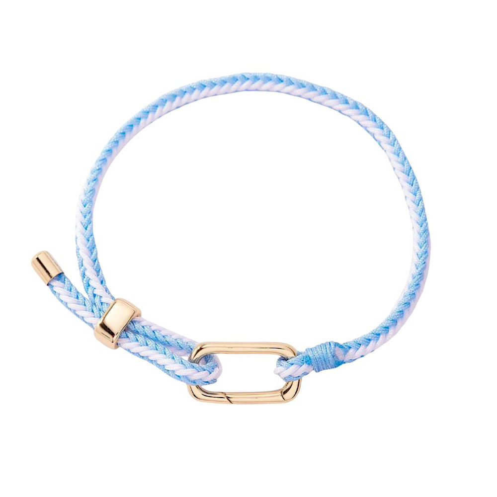 Pura Vida Carabiner Clasp Stripe Bracelet - Light Blue & White