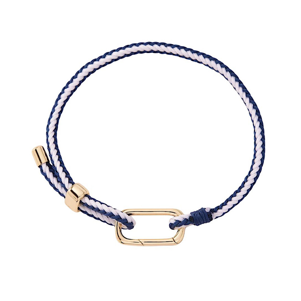 Pura Vida Pura Vida Carabiner Clasp Stripe Bracelet - Navy & White