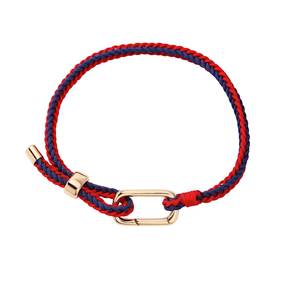 Pura Vida Carabiner Clasp Stripe Bracelet - Red & Navy