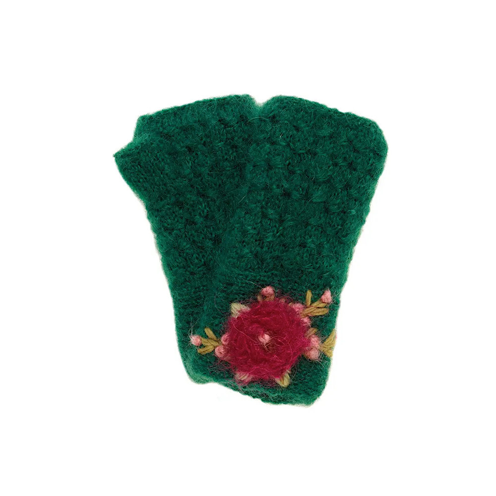 French Knot - Mae Handwarmer - Dark Green