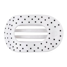 Teleties Teleties Flat Round Clip - Medium - Polka Dot Party White
