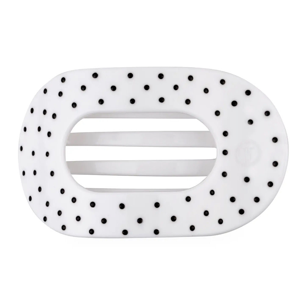 Teleties Teleties Flat Round Clip - Medium - Polka Dot Party White
