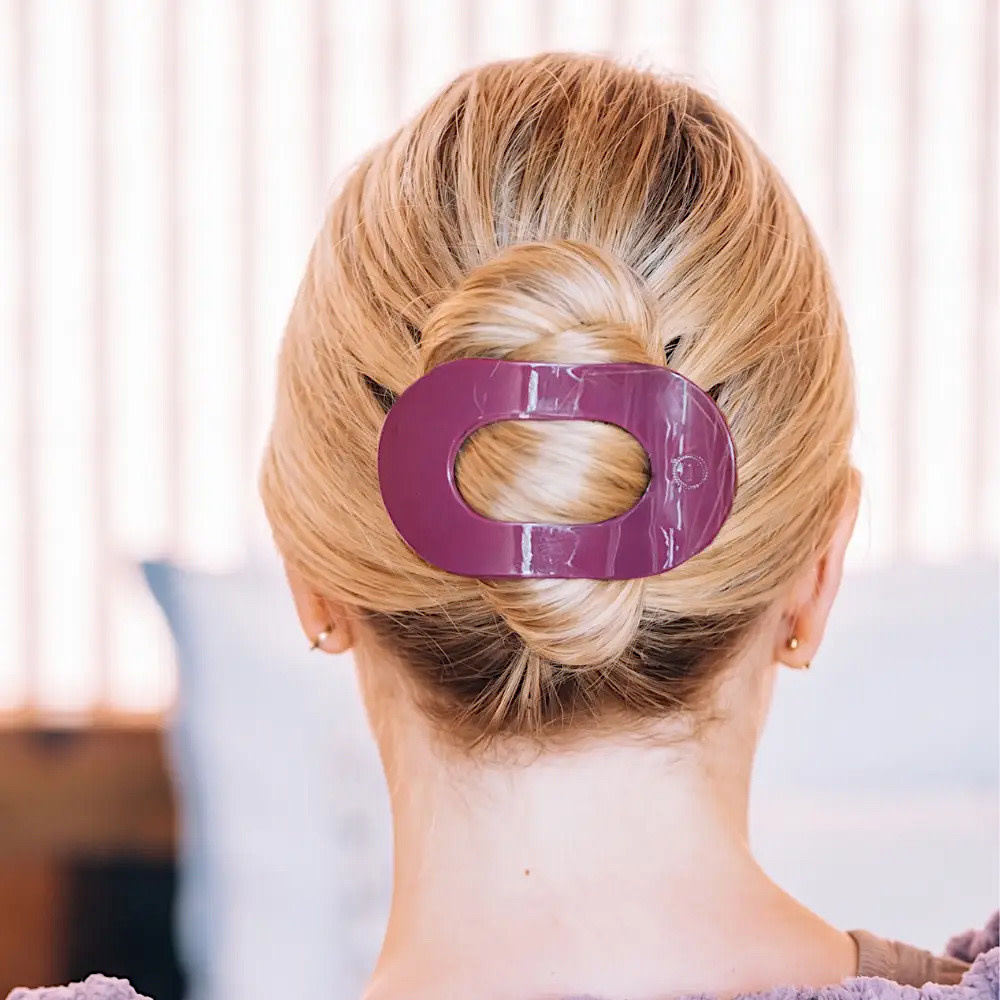 Teleties Flat Round Clip - Large - Mulberry