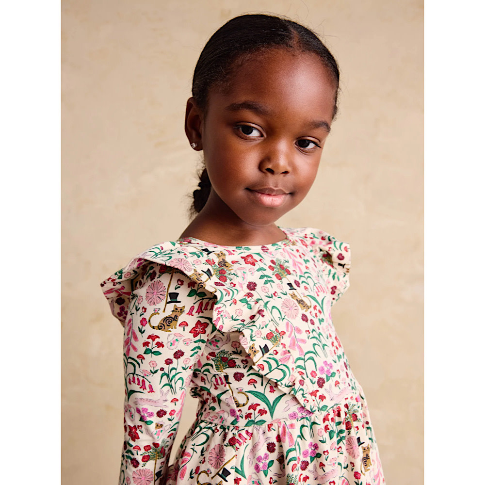 Tea Collection Ruffle Shoulder Ballet Dress - Tea Party Floral
