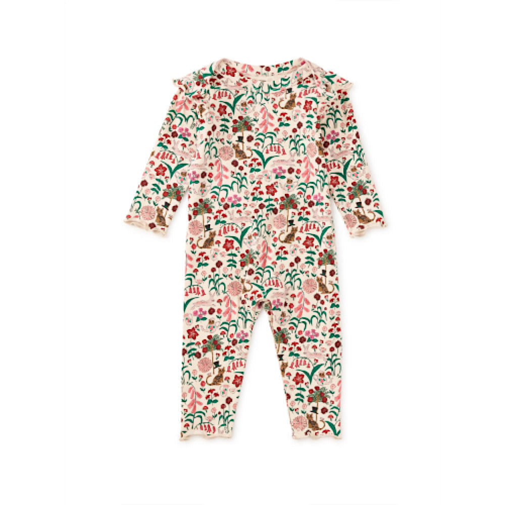 Tea Collection Ruffle Shoulder Baby Romper - Tea Party Floral