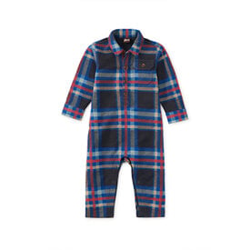 Tea Collection Tea Collection Collared Baby Romper - Windsor Hearth Plaid