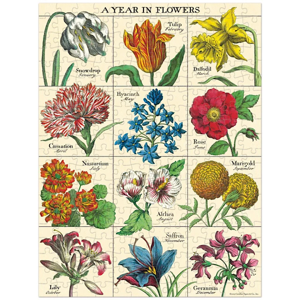 Cavallini 240 Piece Mini Puzzle - A Year in Flowers