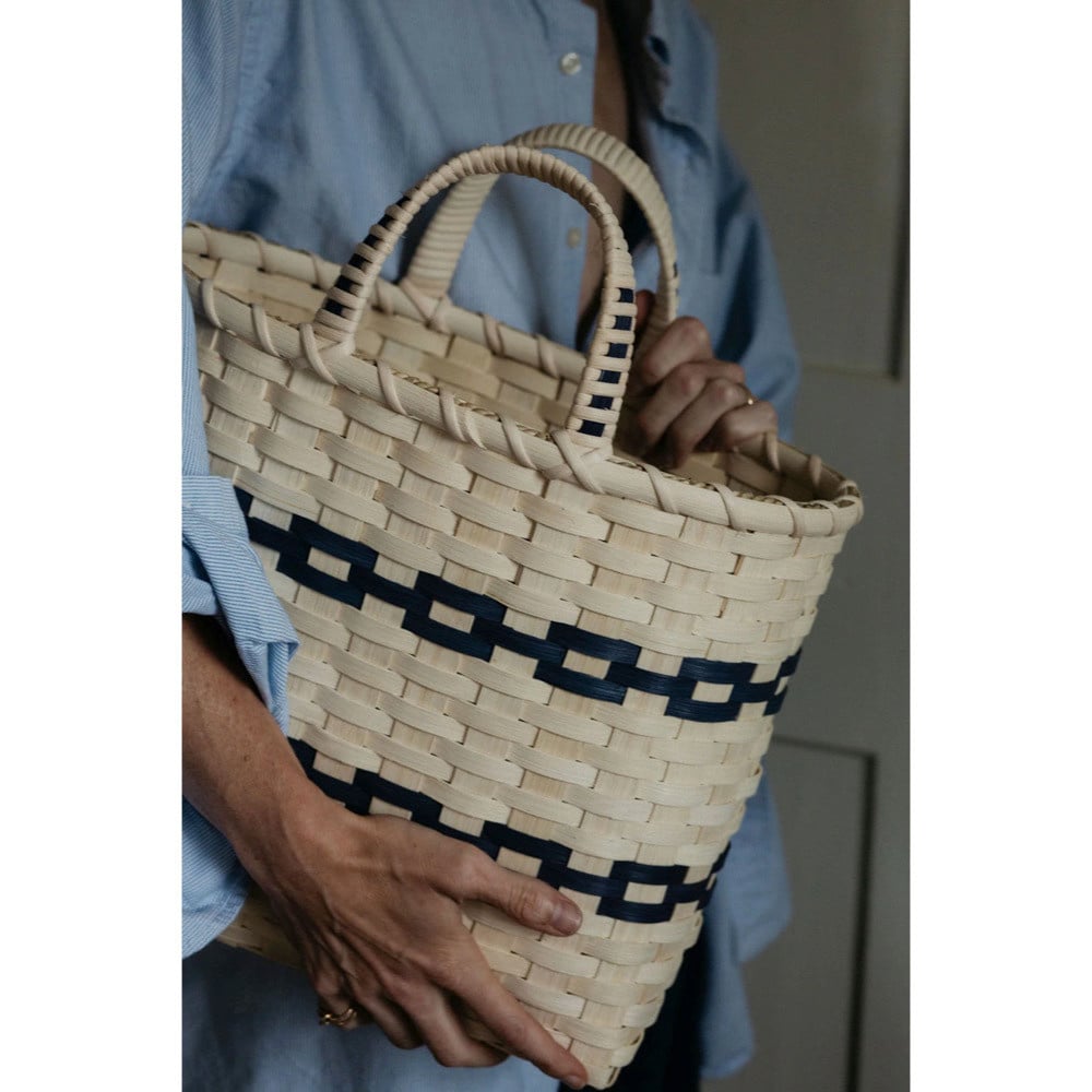 Underwater Weaving New England Shopping Basket - Natural & Navy