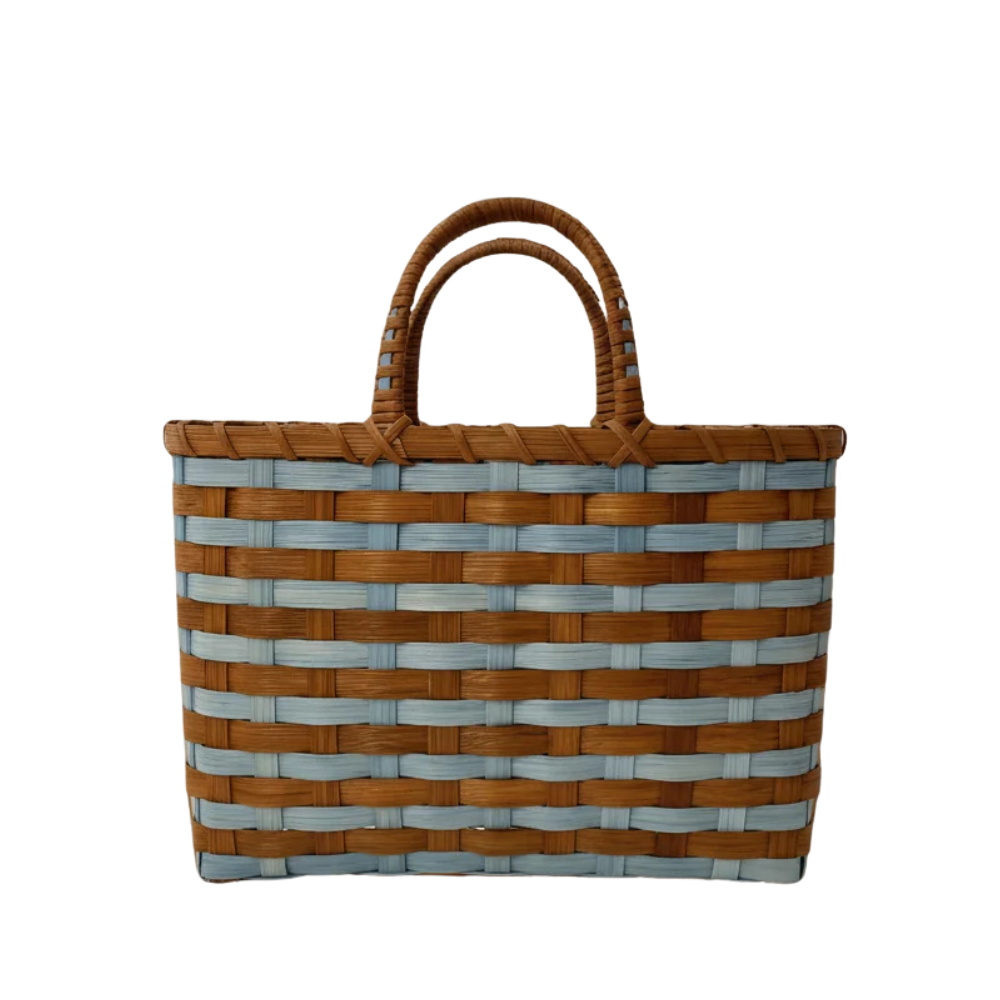  Underwater Weaving Retro Travel Tote Basket - Blue/Brown