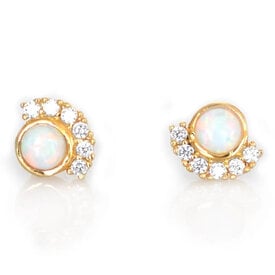  La Kaiser Parisian Sunset Studs - 18kt Gold Vermeil - Opal & Diamond