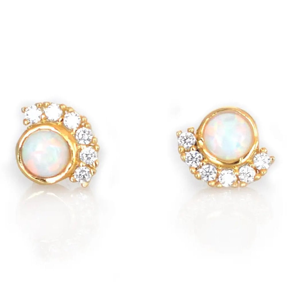  La Kaiser Parisian Sunset Studs - 18kt Gold Vermeil - Opal & Diamond