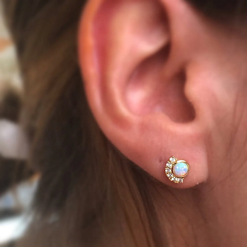 La Kaiser Parisian Sunset Studs - 18kt Gold Vermeil - Opal & Diamond