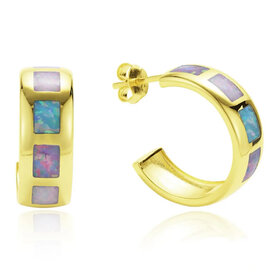  La Kaiser Ocean Lover Hoop Earrings - 18kt Gold Vermeil - Opal