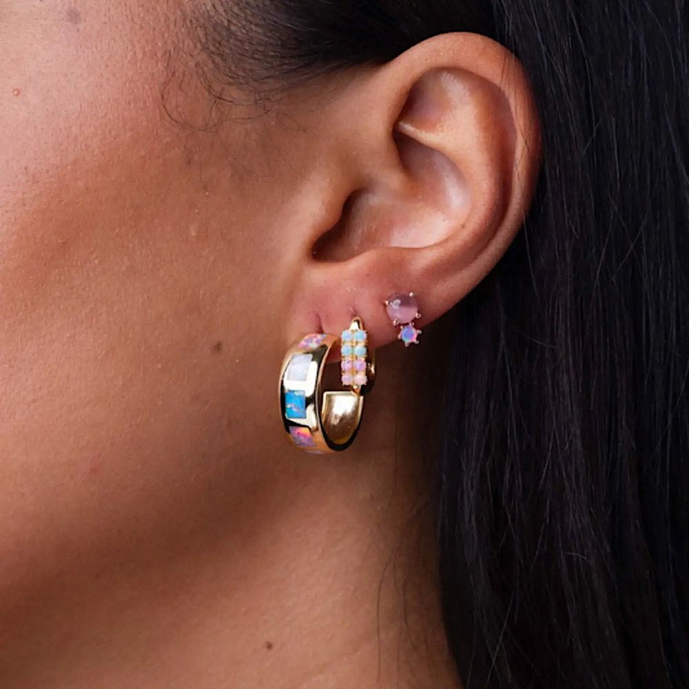 La Kaiser Ocean Lover Hoop Earrings - 18kt Gold Vermeil - Opal