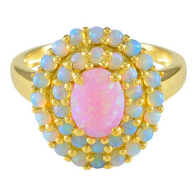  La Kaiser Sunrise Crown Ring - 18kt Gold Vermeil - Pink Opal 7