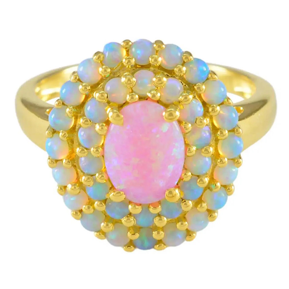  La Kaiser Sunrise Crown Ring - 18kt Gold Vermeil - Pink Opal 7
