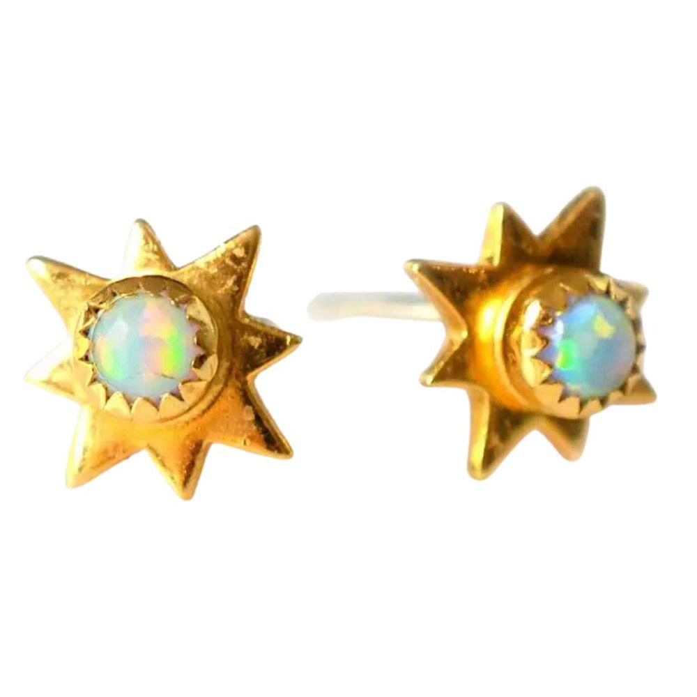  La Kaiser Starburst Studs - 18kt Gold Vermeil - Opal