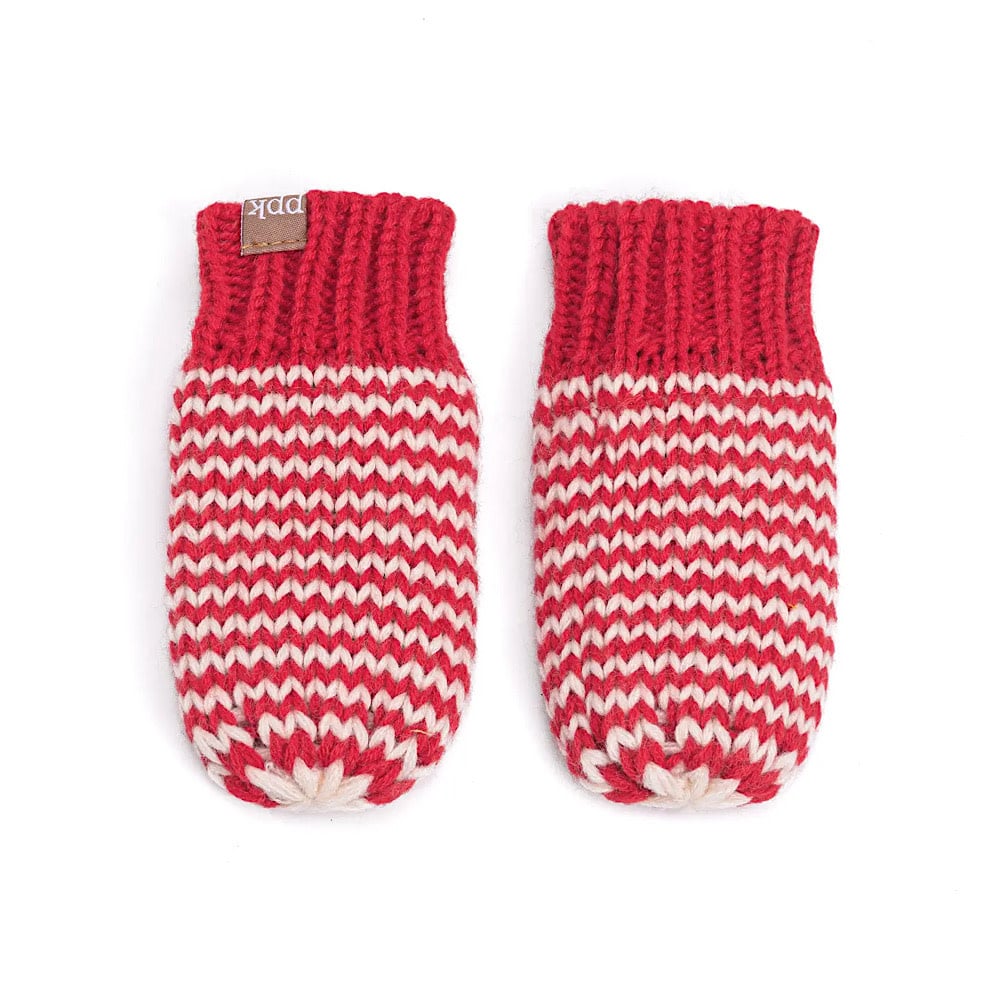 Peppercorn Kids Thumbless Winter Mittens - Red Stripe