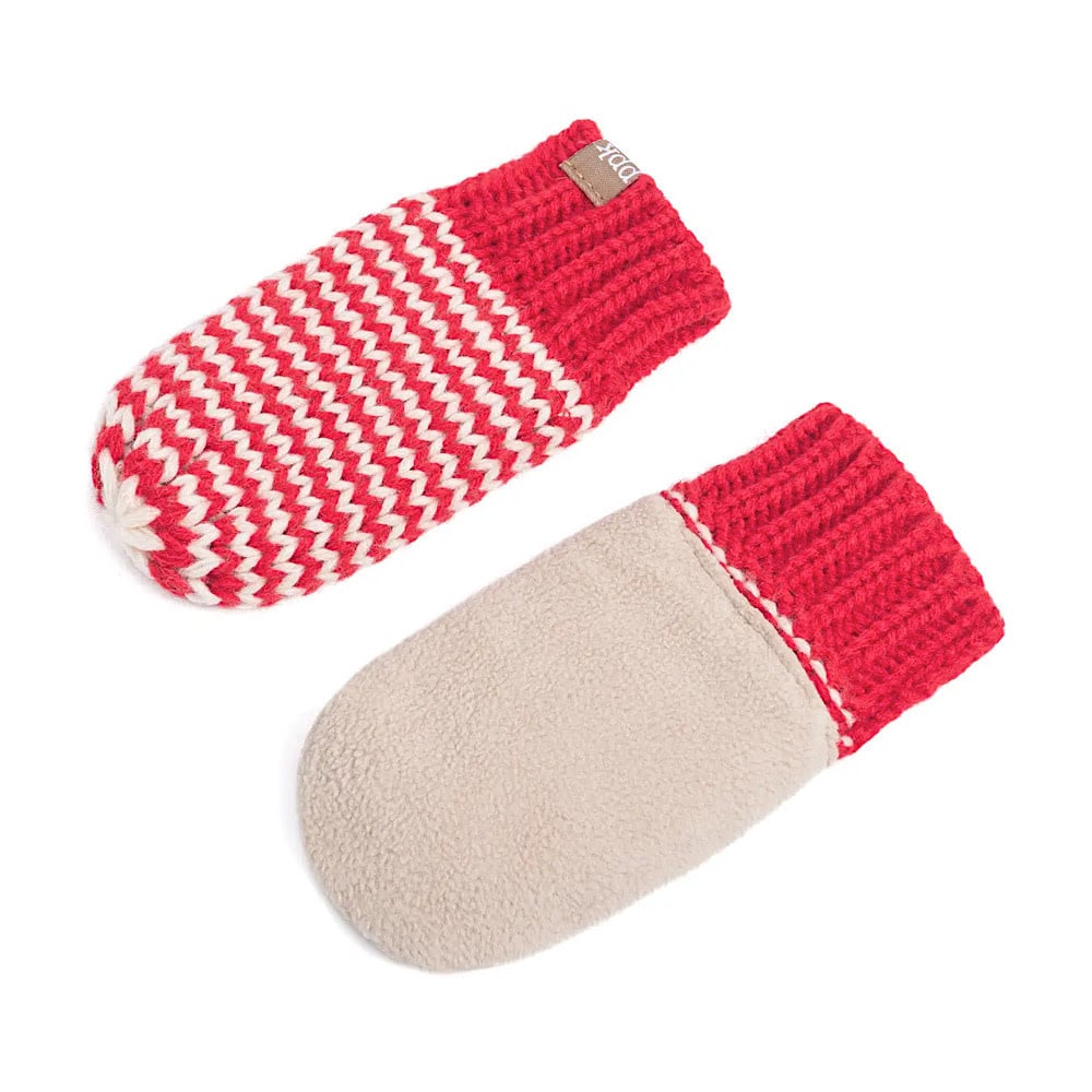 Peppercorn Kids Thumbless Winter Mittens - Red Stripe