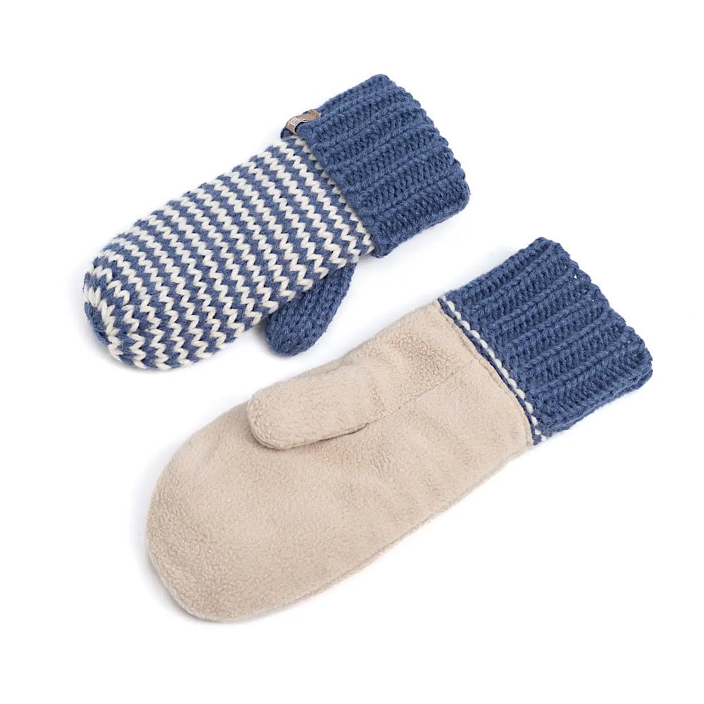 Peppercorn Kids Classic Knit Winter Mittens - Blue Stripe