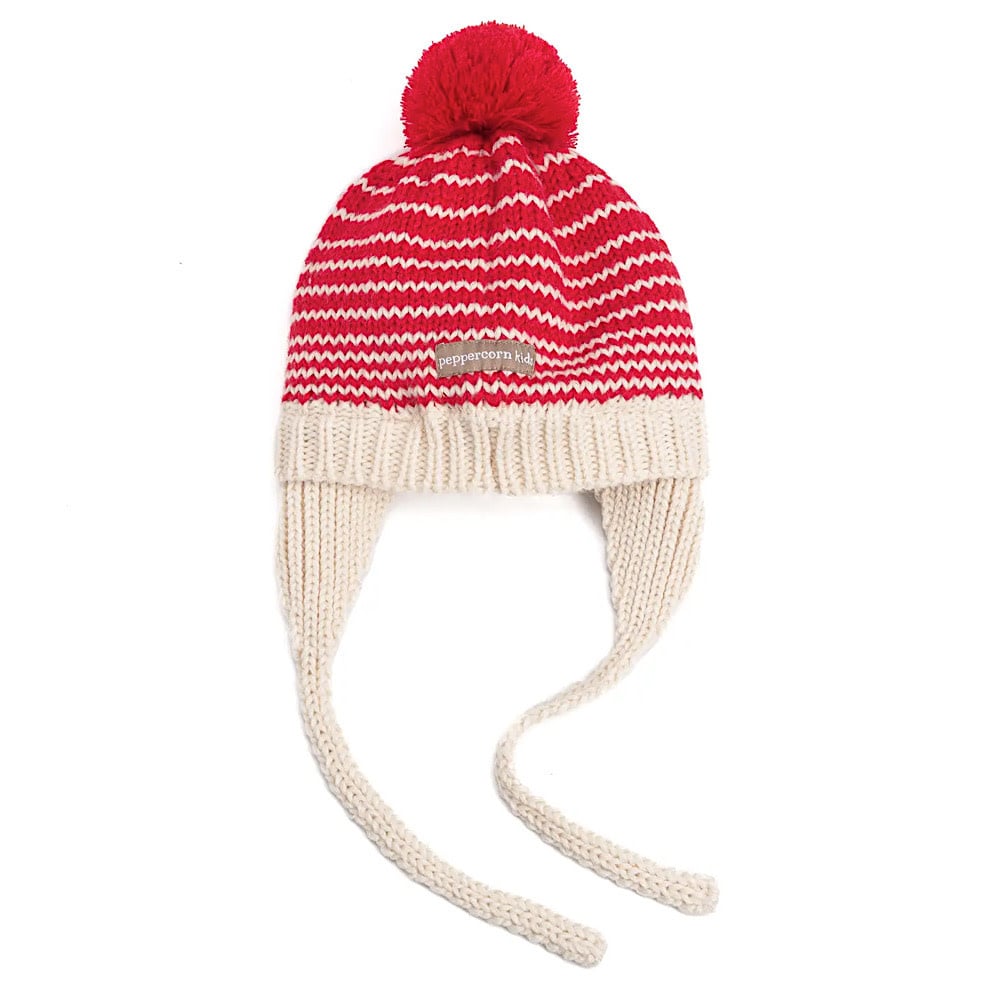 Peppercorn Kids Earflap Winter Hat - Red Stripe