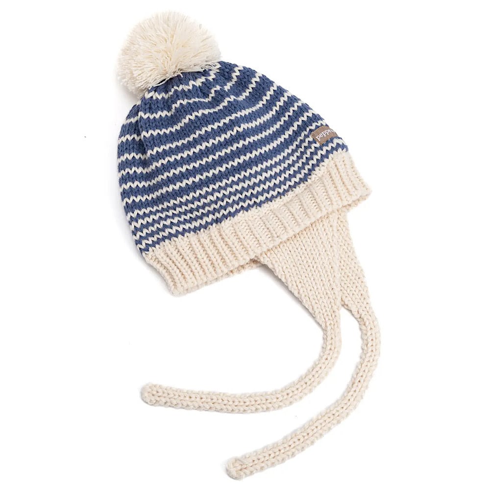 Peppercorn Kids Earflap Winter Hat - Blue Stripe