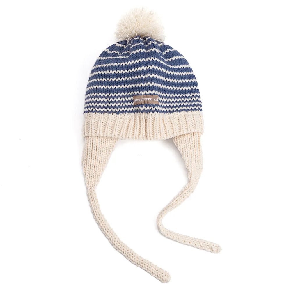 Peppercorn Kids Earflap Winter Hat - Blue Stripe