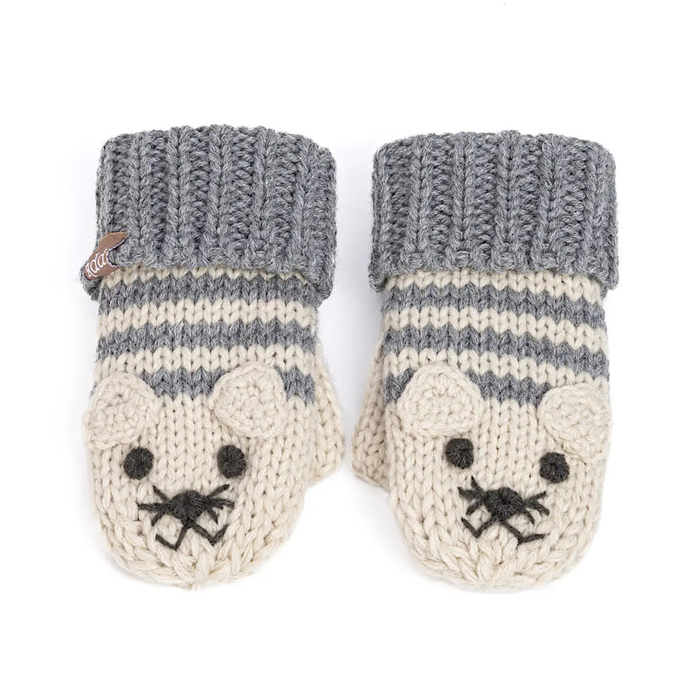 Peppercorn Kids Knit Cat Mittens - Gray