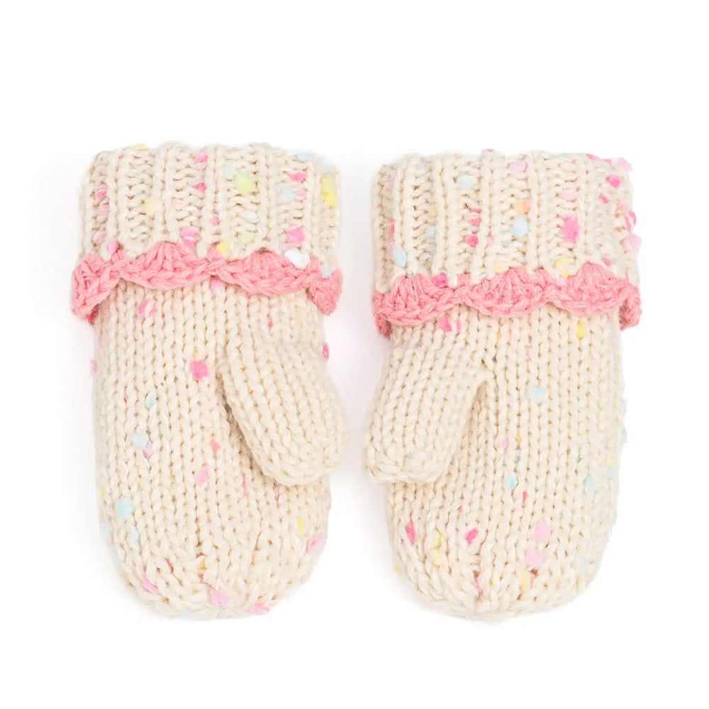 Peppercorn Kids Knit Mittens with Lace - Off-White